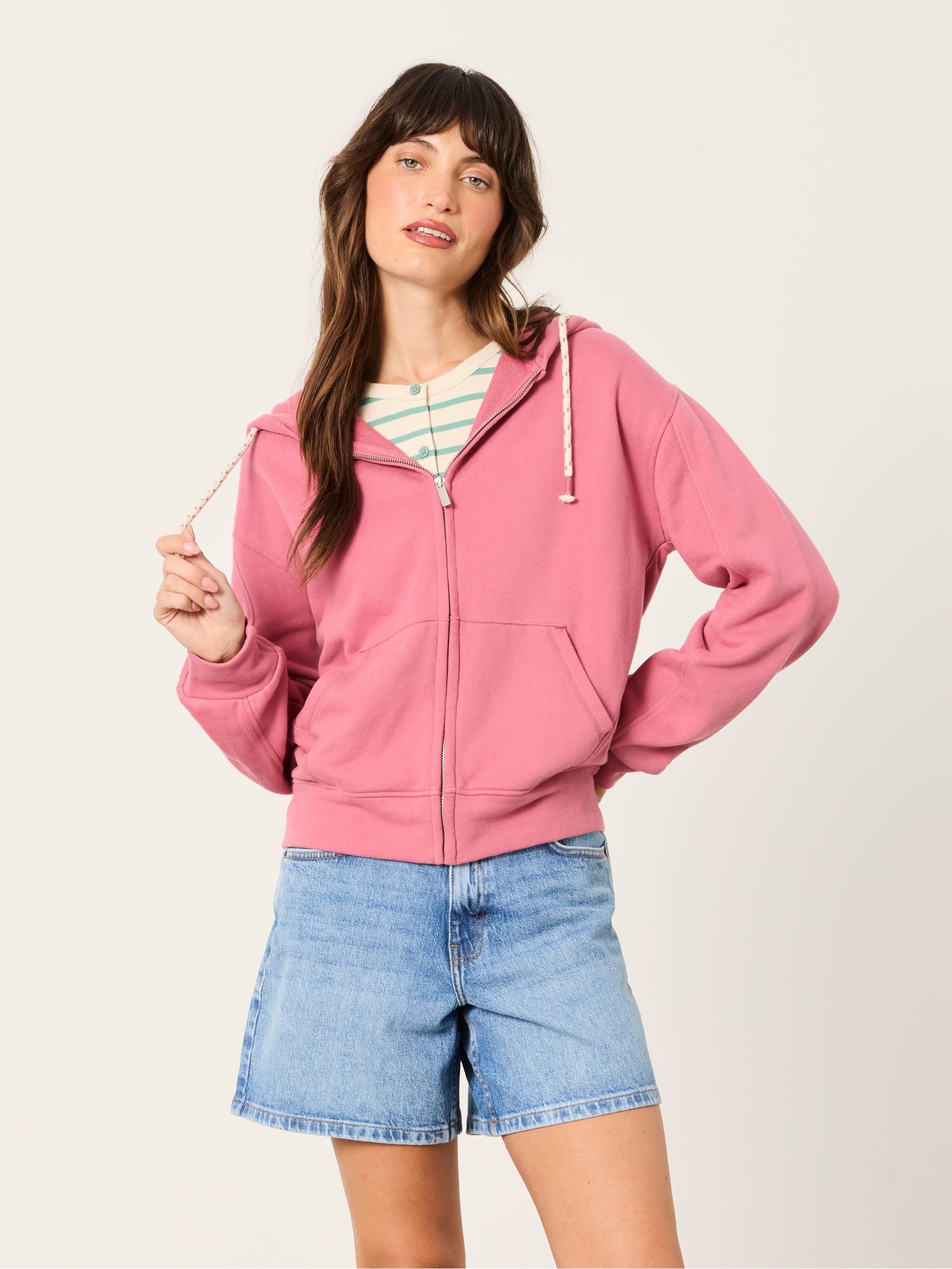 FatFace Flora Dark Pink Zip Through Hoodie