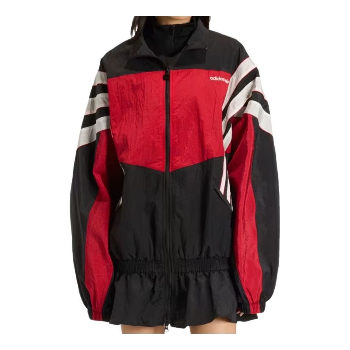 (WMNS) Santiago Woven Track Top Asia Sizing 'Black Red'