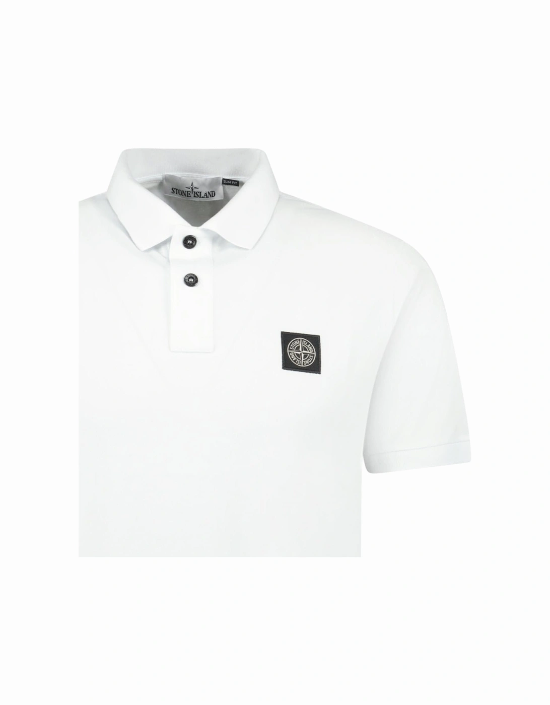 Stone Island Men's Compass Badge Polo T-Shirt Slim Fit White - Size: 44/Regular