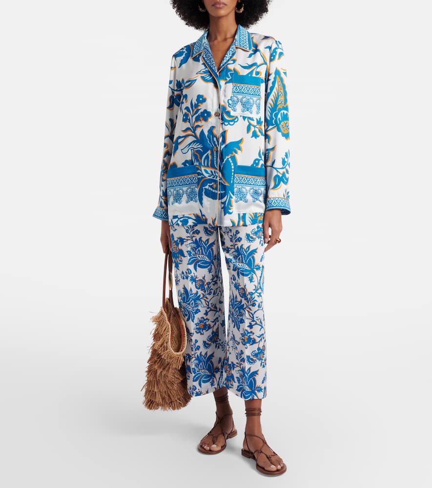 Printed crêpe-de-chine blouse