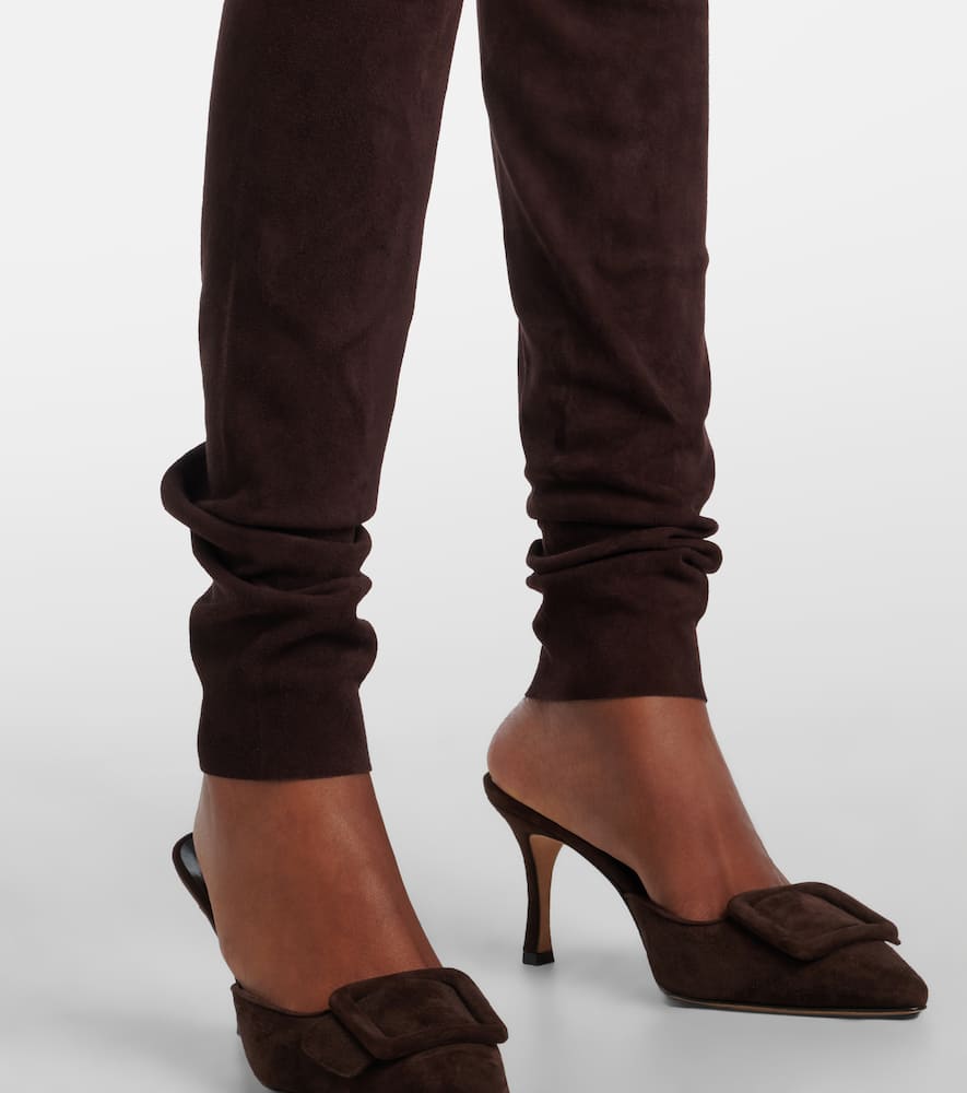 Carolyn mid-rise suede leggings