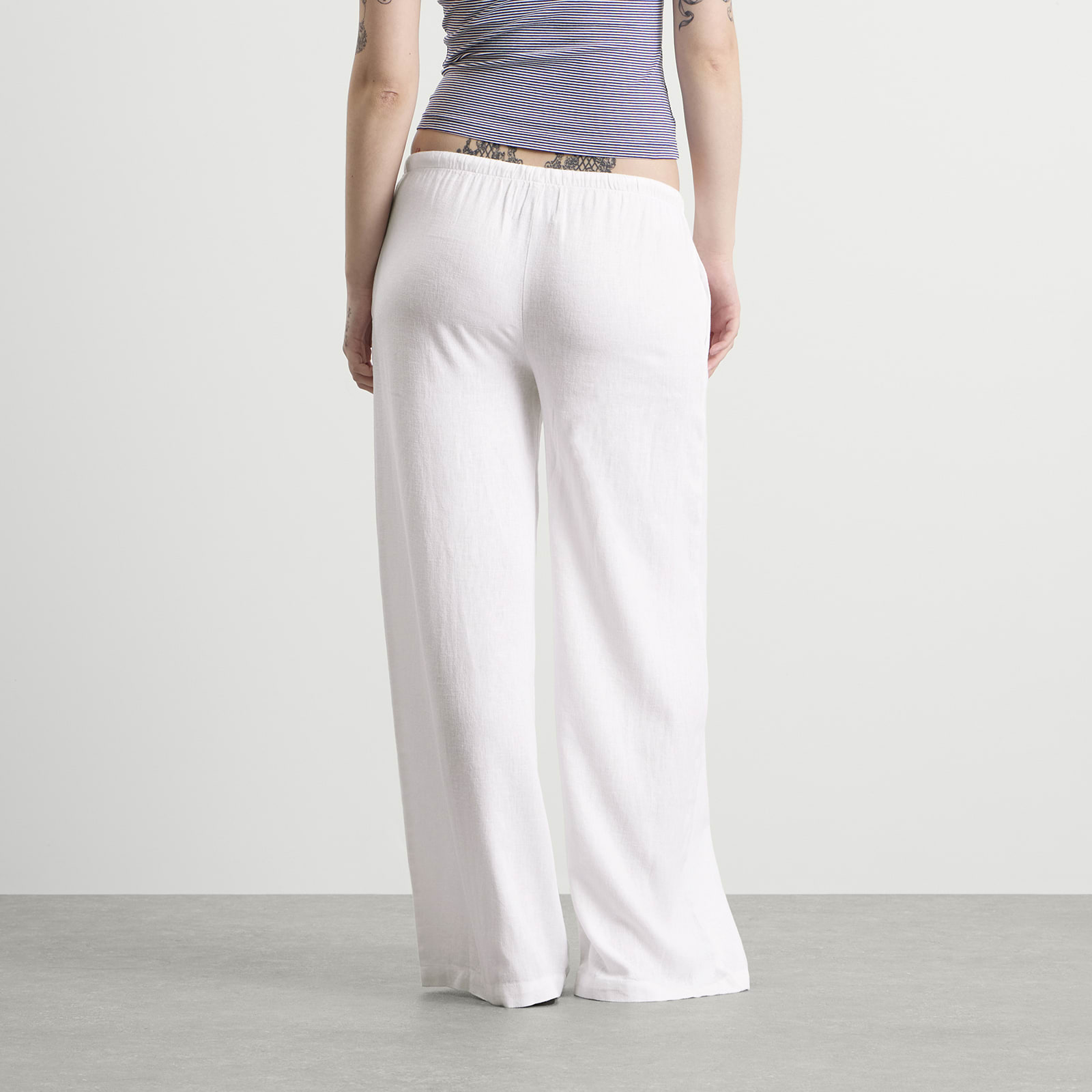 Women's Soft Linen Drawstring Trousers Ivory