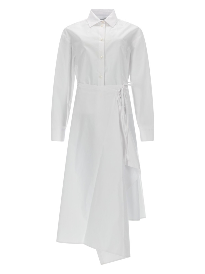 MSGM - long sleeve dress asymmetric hem tie waist