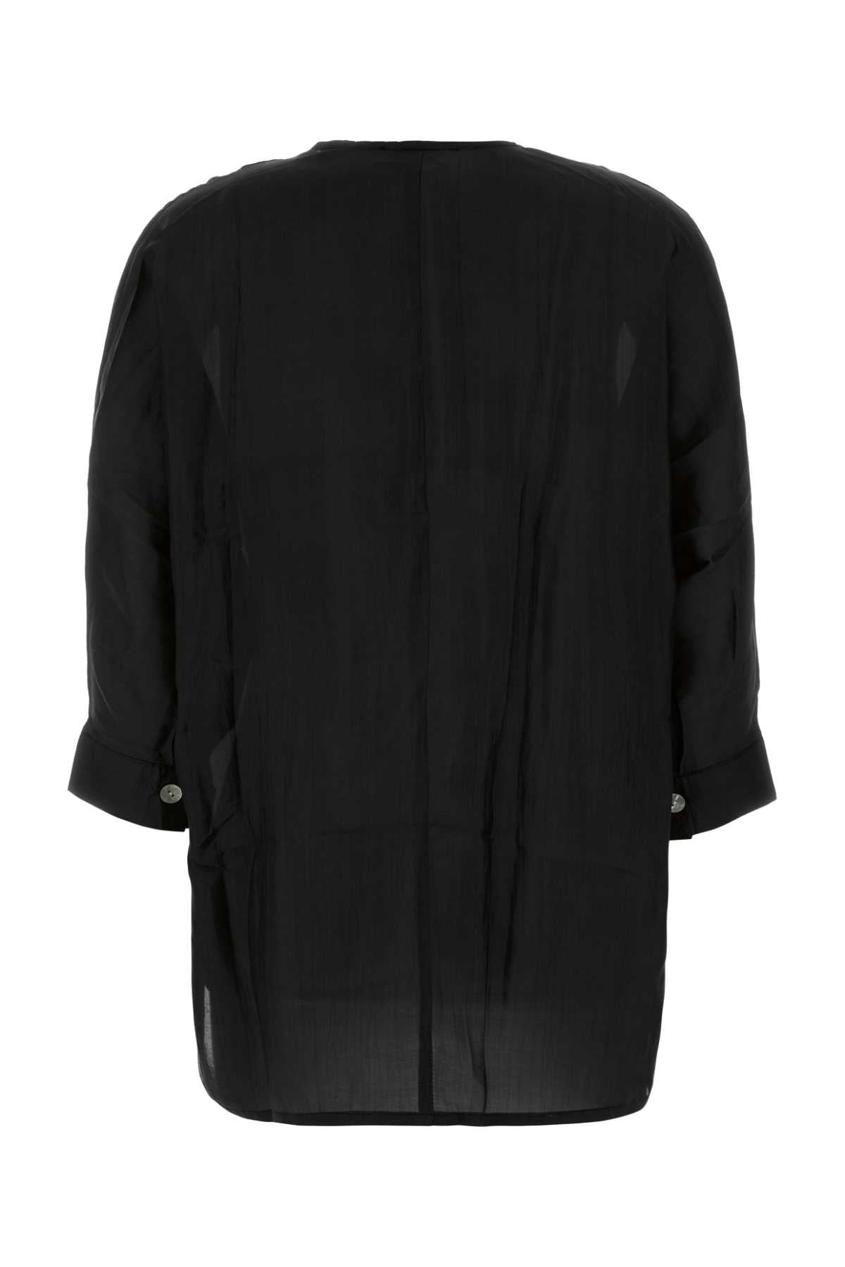 The Rose Ibiza Black Silk Indochine Blouse