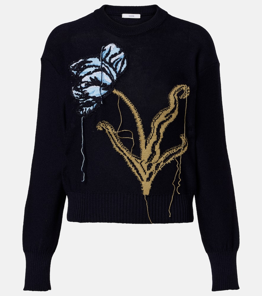 Intarsia wool and cotton sweater