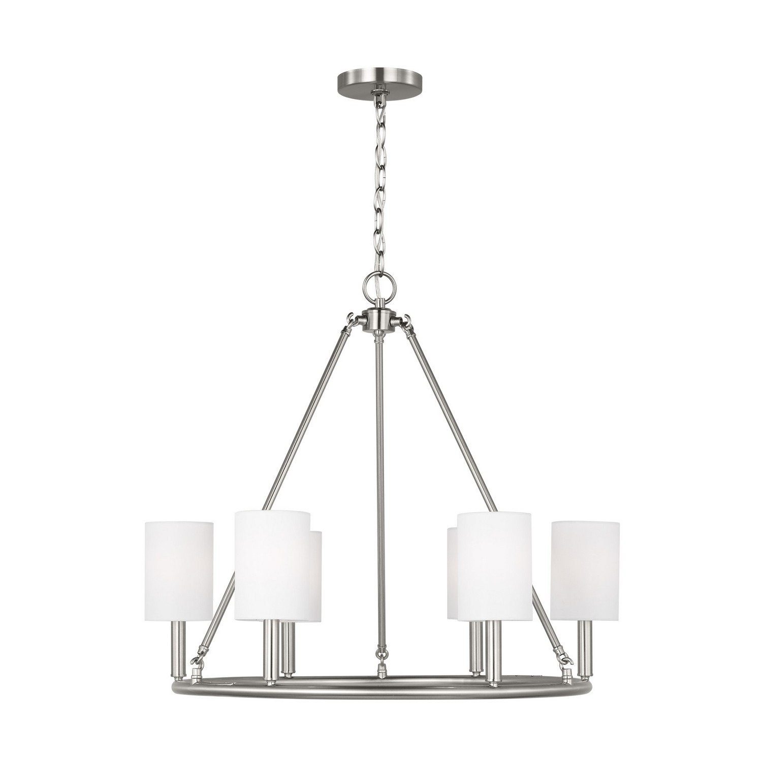 Brushed Steel Six Light Chandelier from the Egmont Collection