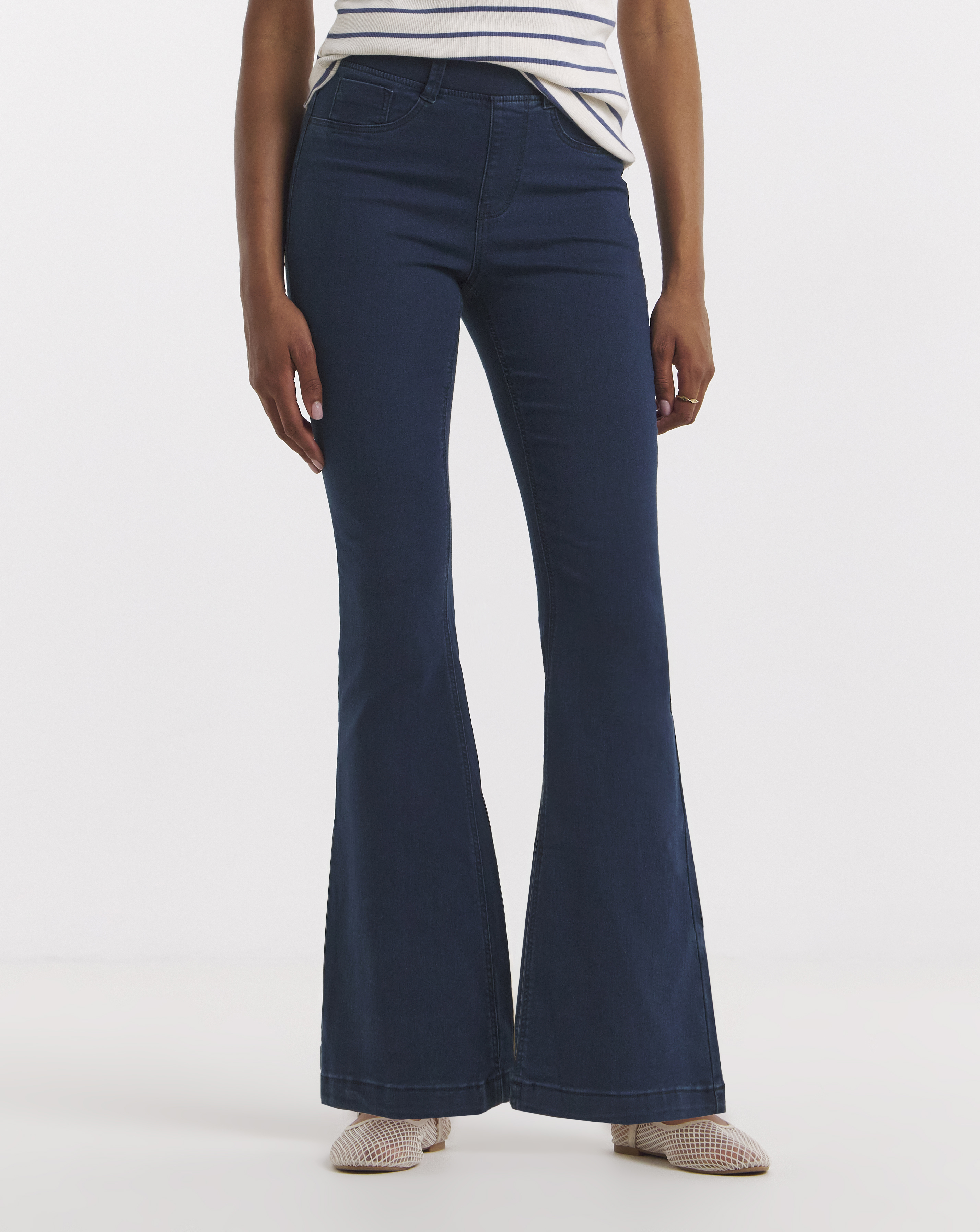 Simply Be Flared Pull On Jeggings - Blue