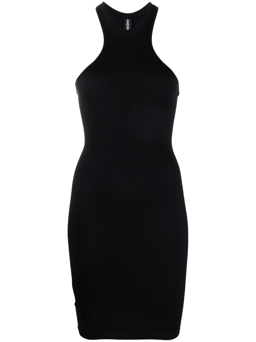 Racer-neck fitted dress - Black
