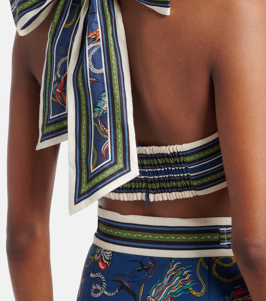 Alémais Cove printed halterneck linen bra top