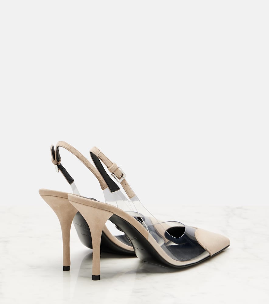 Alaïa Caur 90 suede and PVC slingback pumps