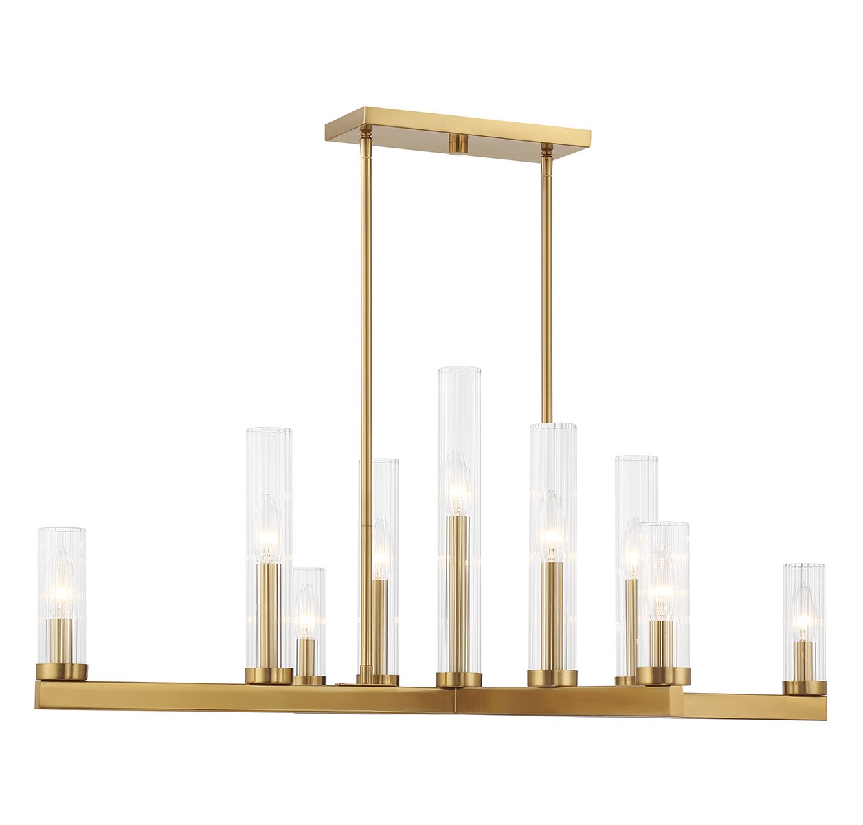 Warm Brass Nine Light Chandelier from the Carina Collection