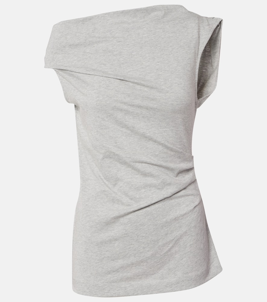 Draped cotton jersey top