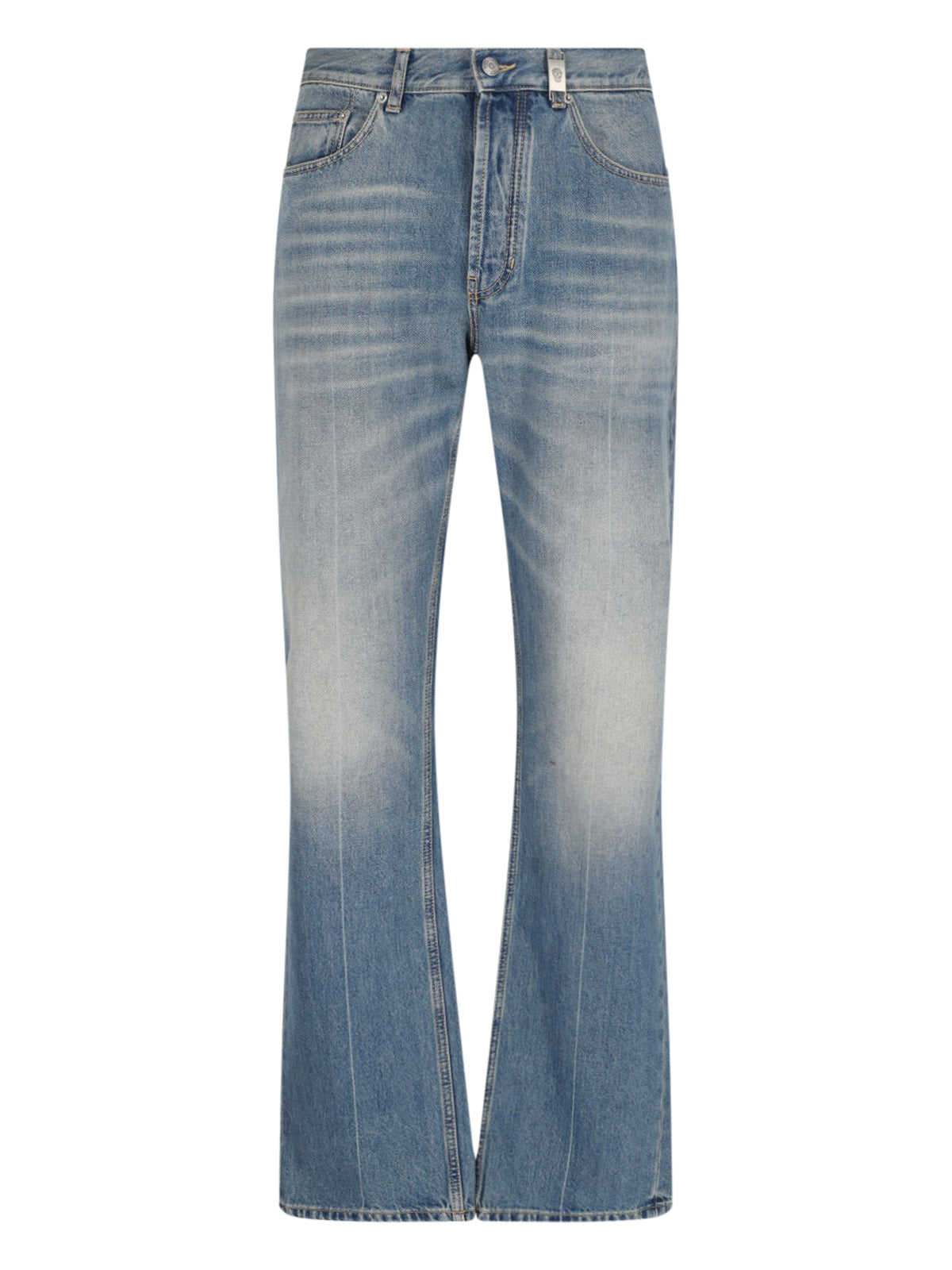 Men's Cotton Denim Jeans with Leather Detail