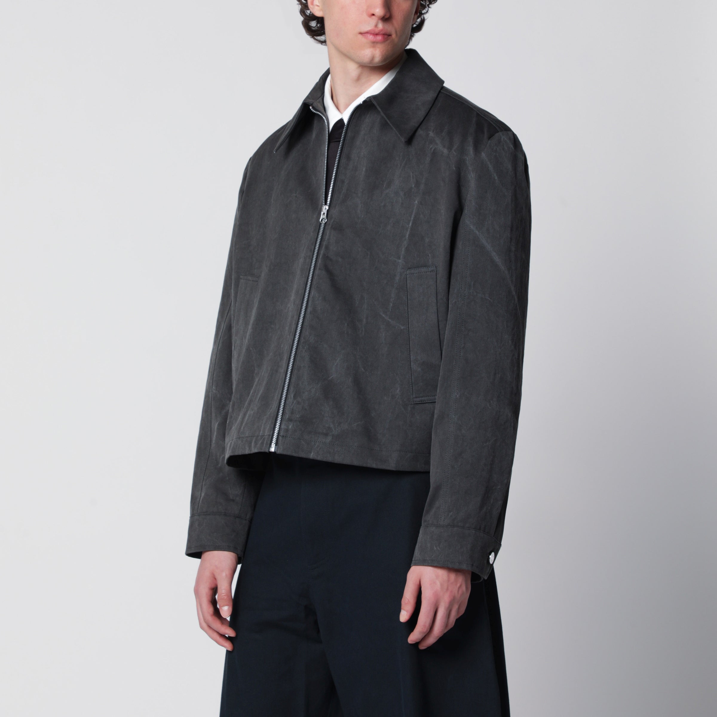 Washed grey Tazio zip-up jacket