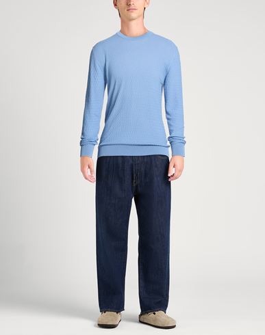 Man Sweater Azure Size 42 Cotton