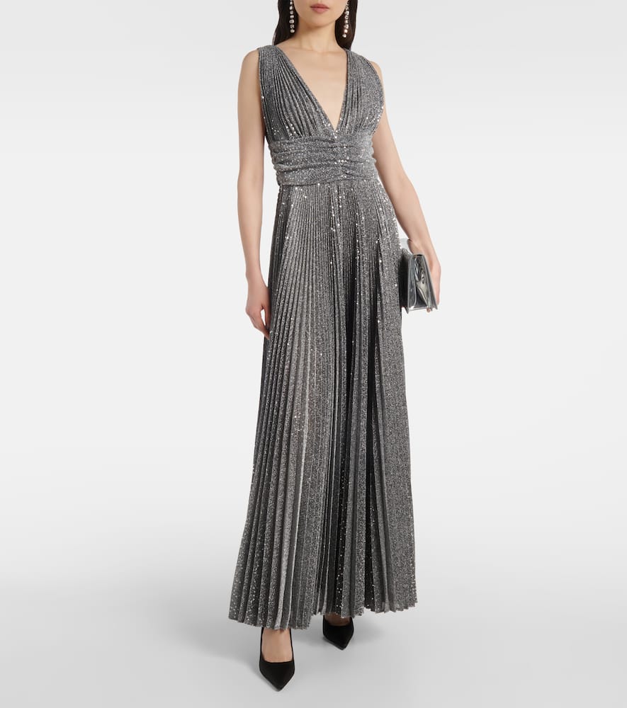 Metallic plissé cocktail dress