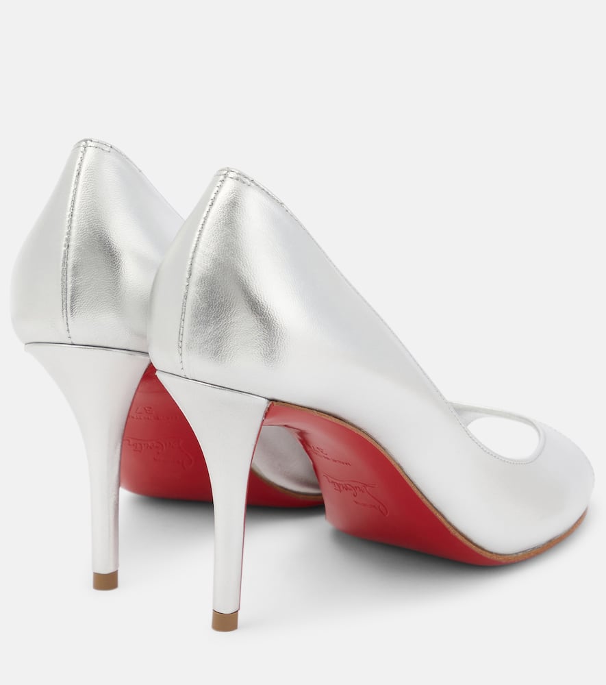 Christian Louboutin Open Apostropha 80 metallic leather pumps