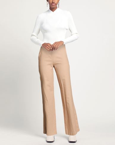 B. yu Woman Pants Sand Size L Linen, Viscose
