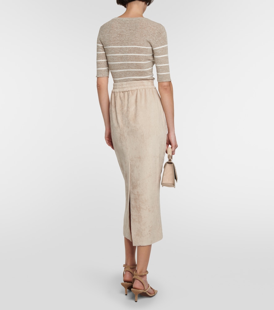 Corduroy pencil midi skirt
