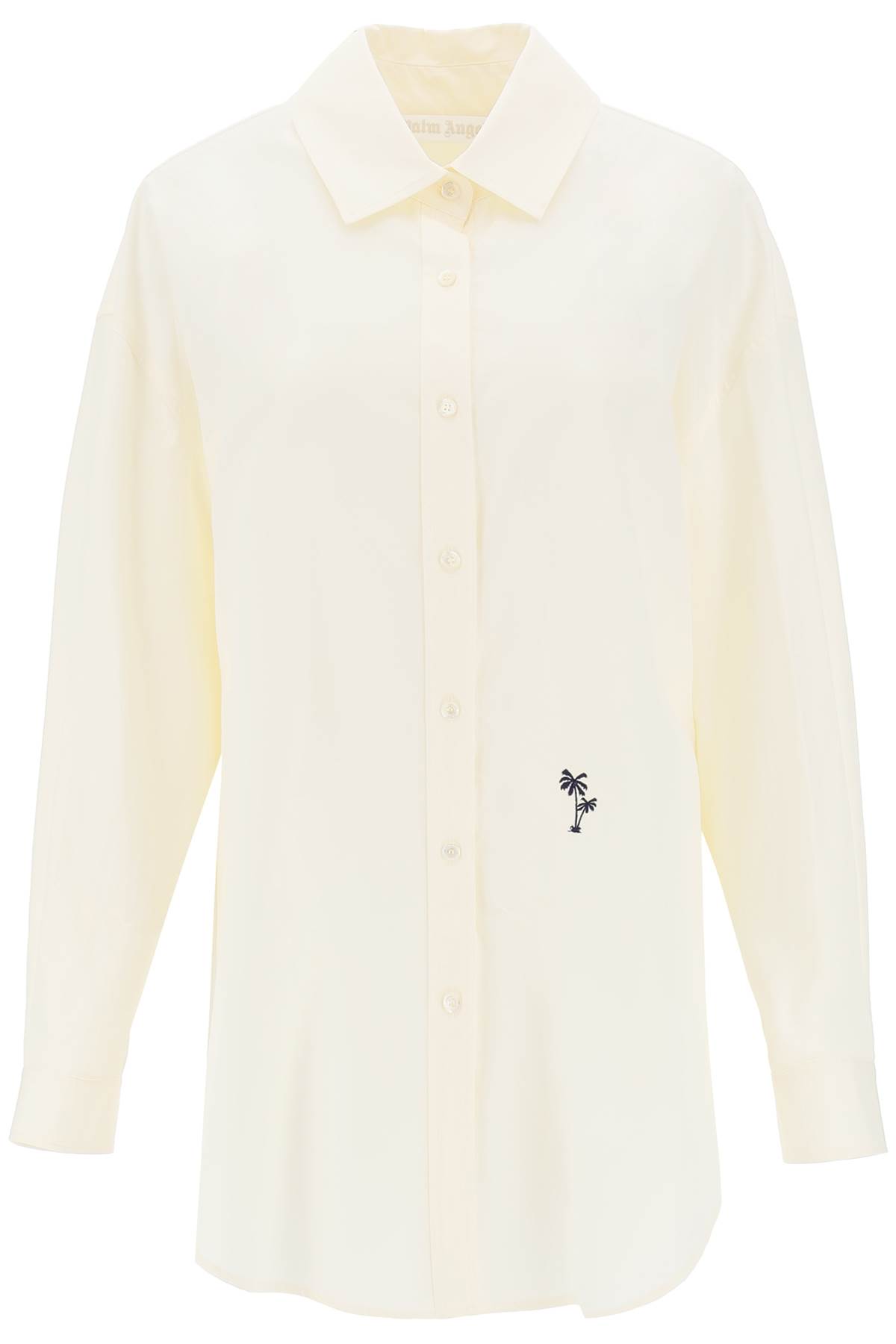 Palms-embroidered poplin shirt - Neutrals