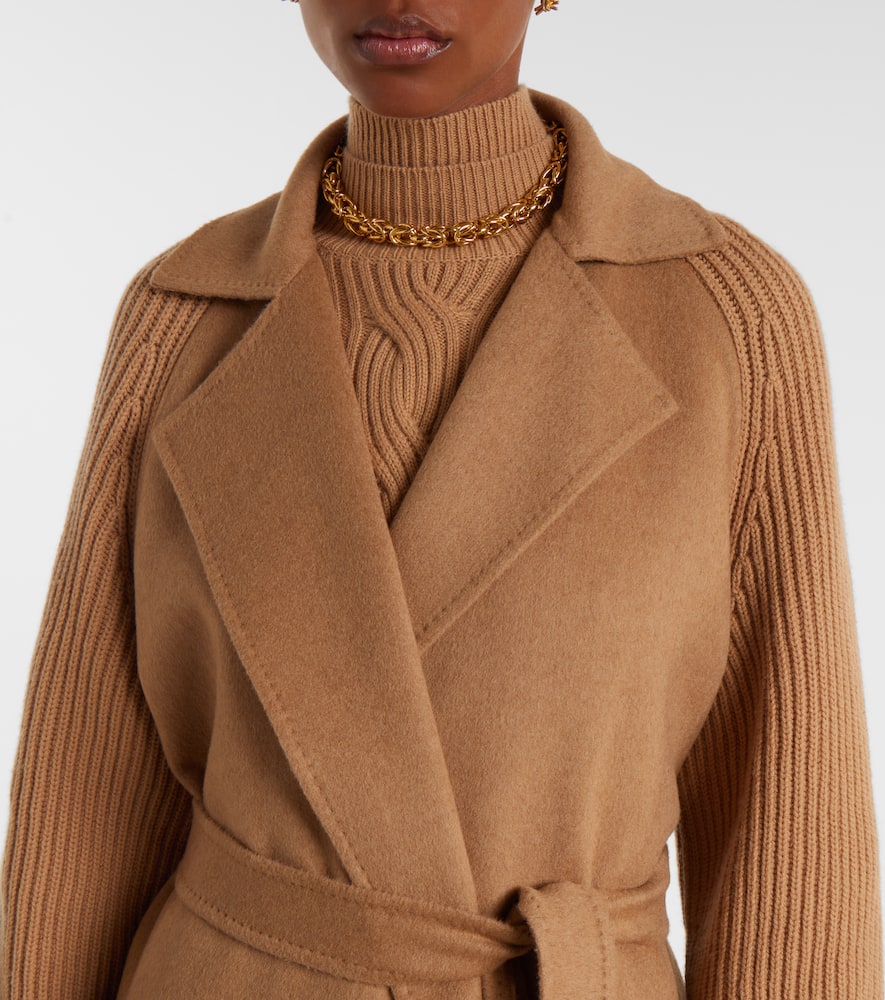 Berard camel hair, wool, and cashmere wrap coat