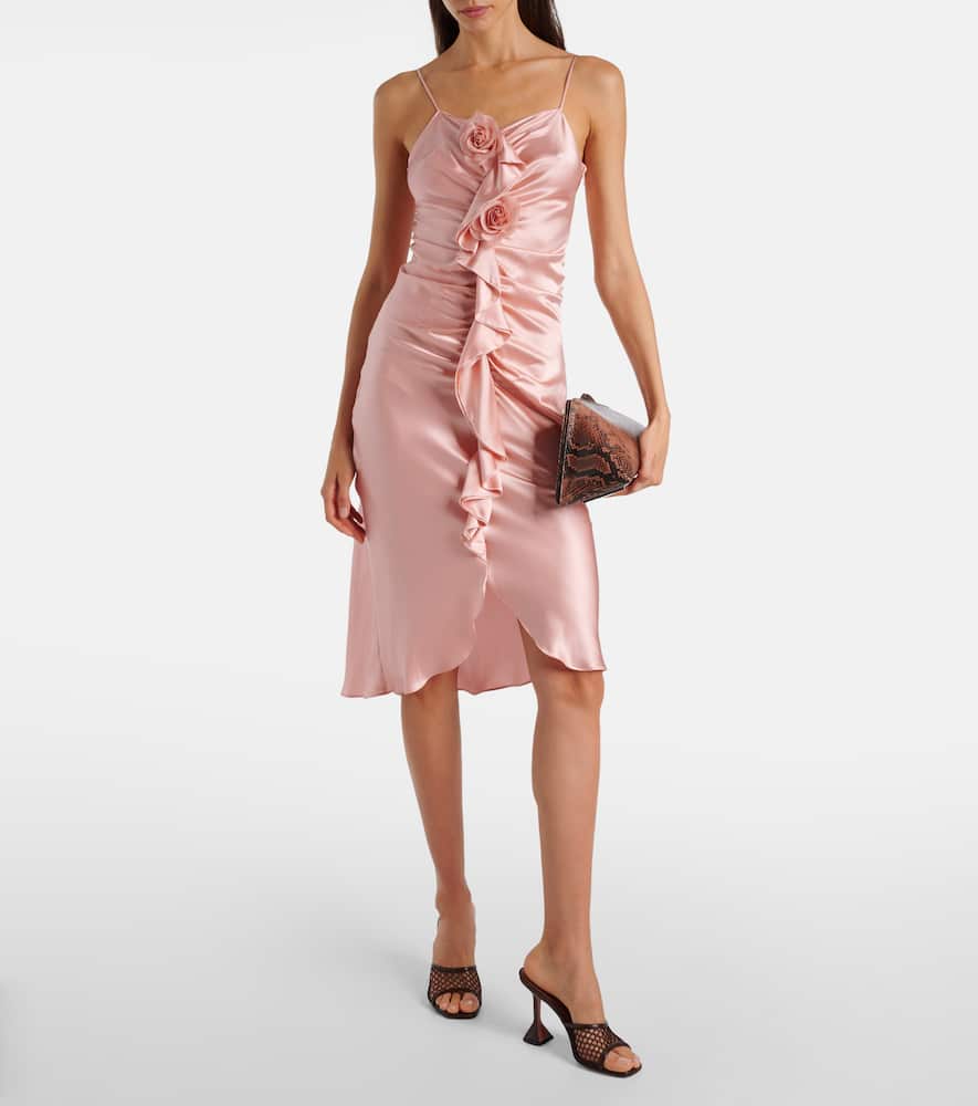 Ruched silk crêpe midi dress