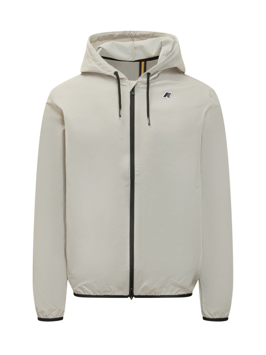 Beige Solid Hood Jacket