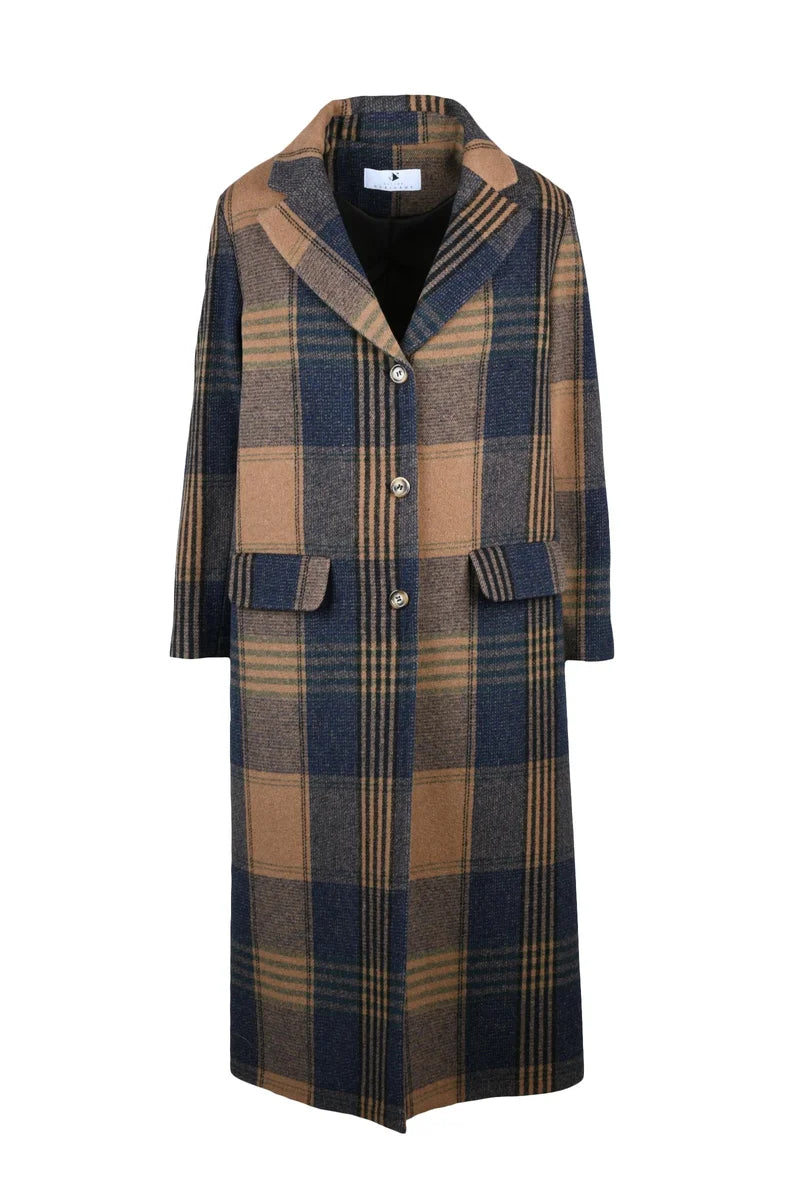 Long Coat - Camel/Blue