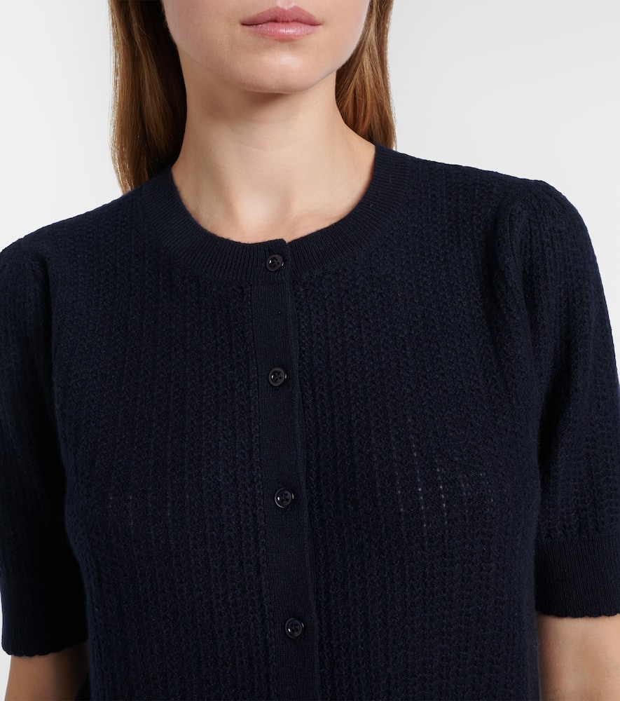 Ladder pointelle cashmere cardigan