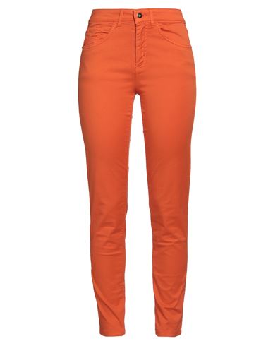 Woman Pants Orange Size 4 Cotton, Elastane