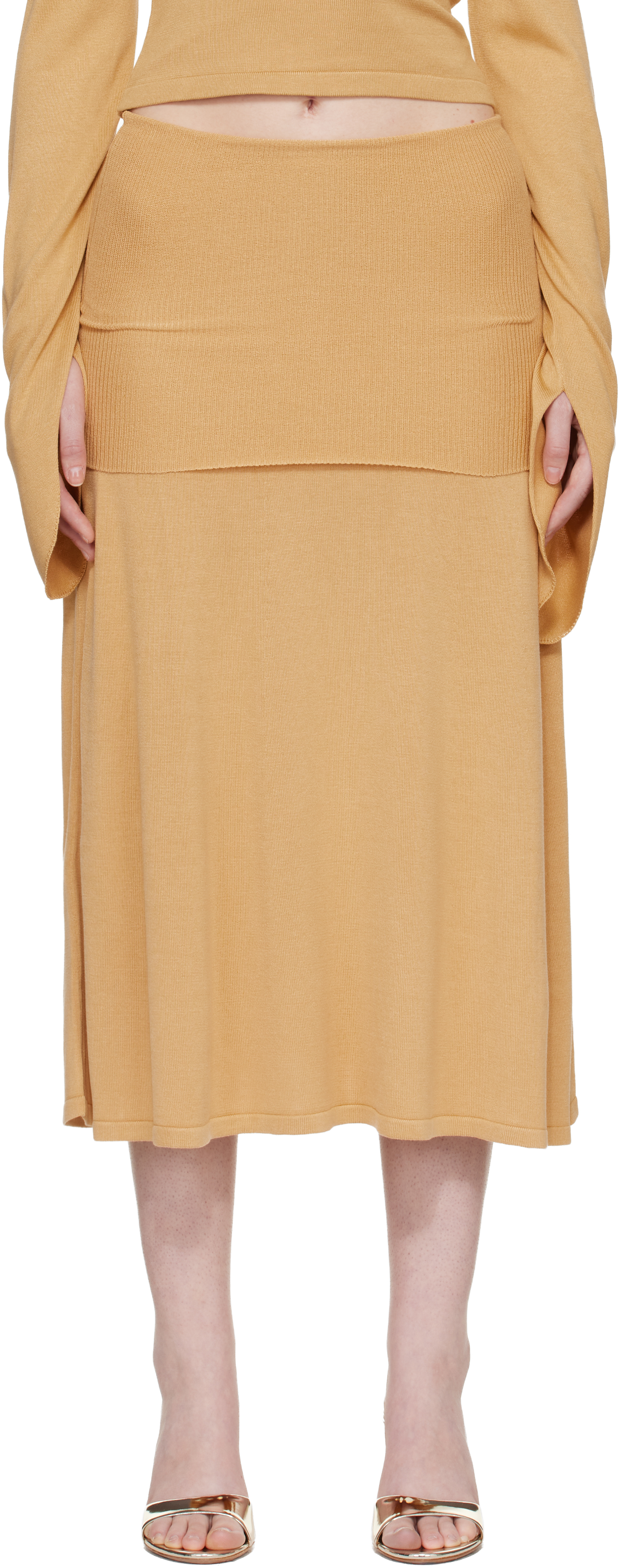 Tan Rylin Midi Skirt