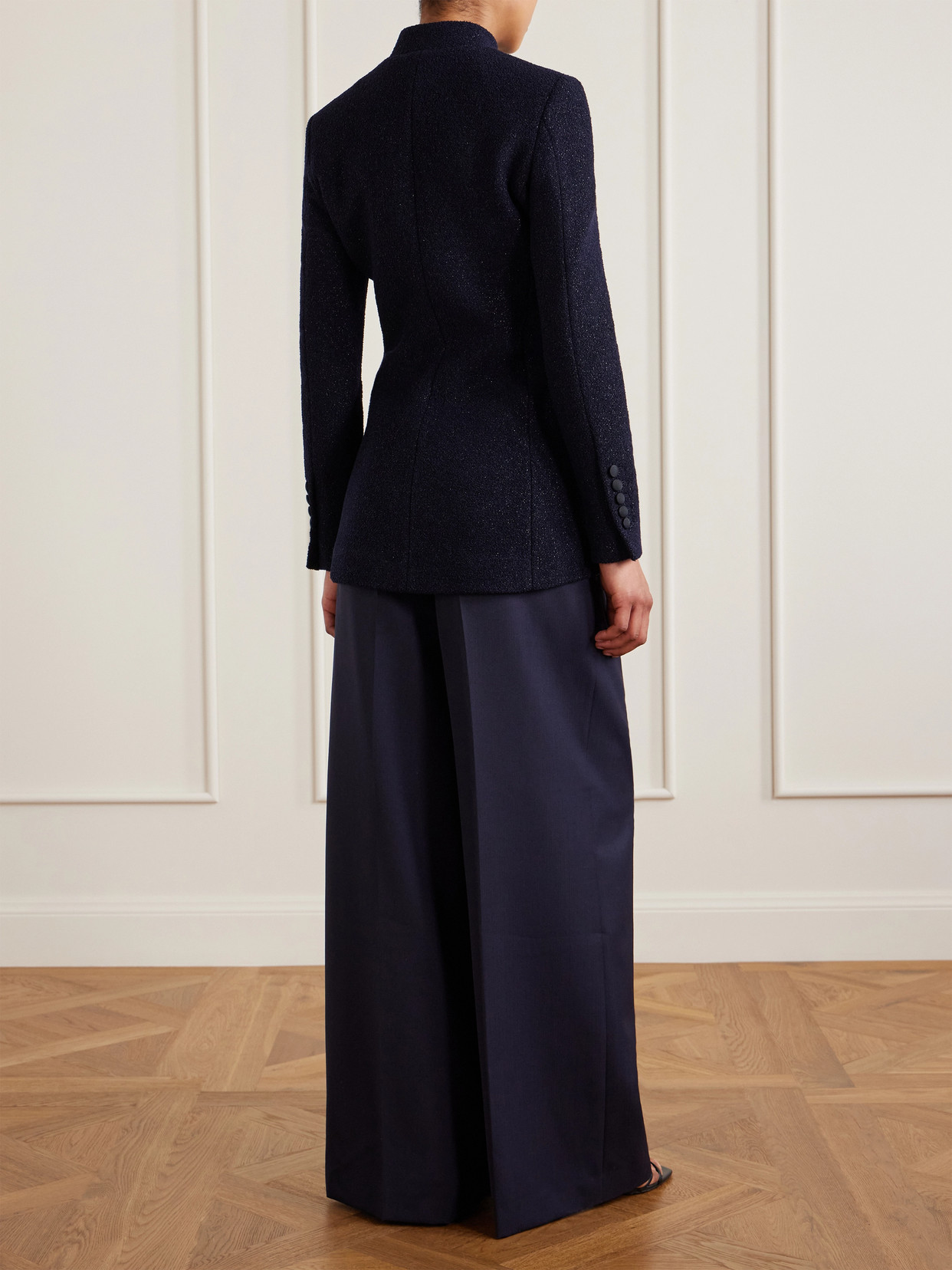 Raja Metallic Wool-blend Bouclé-tweed Jacket - Blue