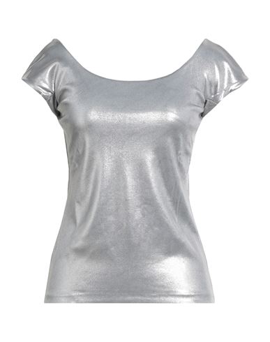 Woman Top Silver Size 8 Viscose, Polyamide, Elastane