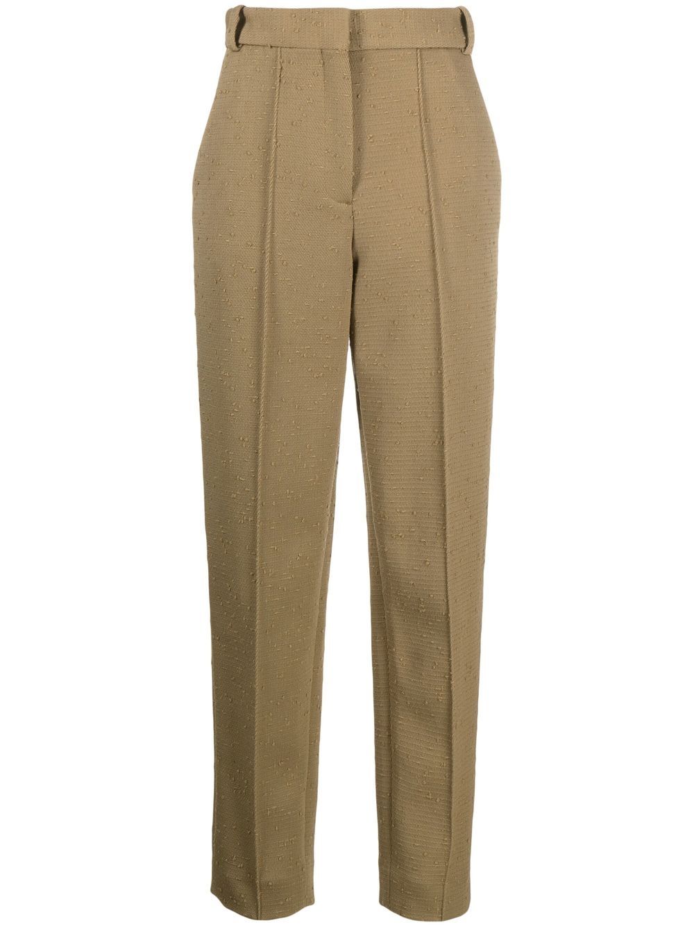 Pintuck tapered wool trousers - Green