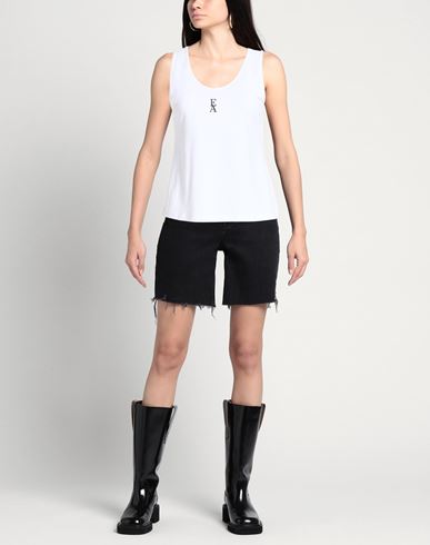 Woman Tank top White Size M Cotton, Elastane