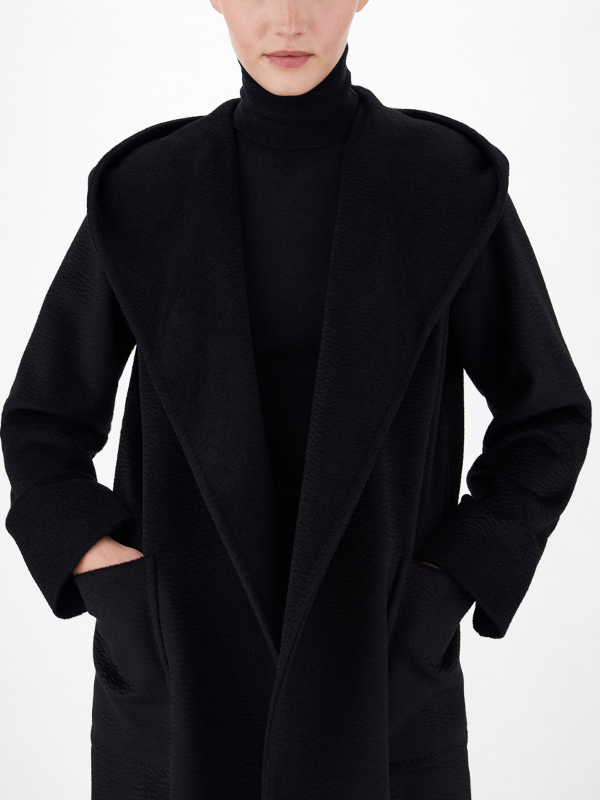 Black Rialto Wool Robe Coat