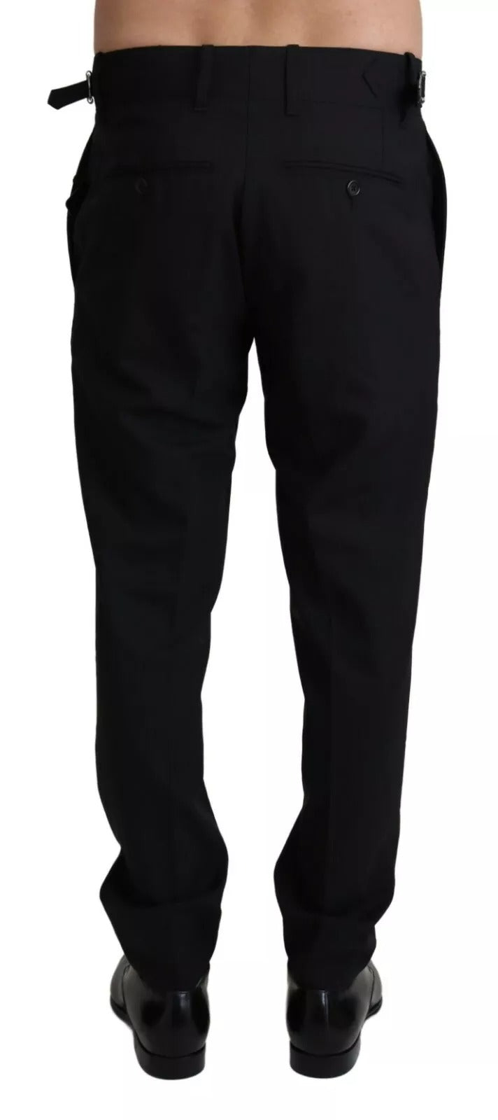 Virgin Wool Stretch Trousers — Black