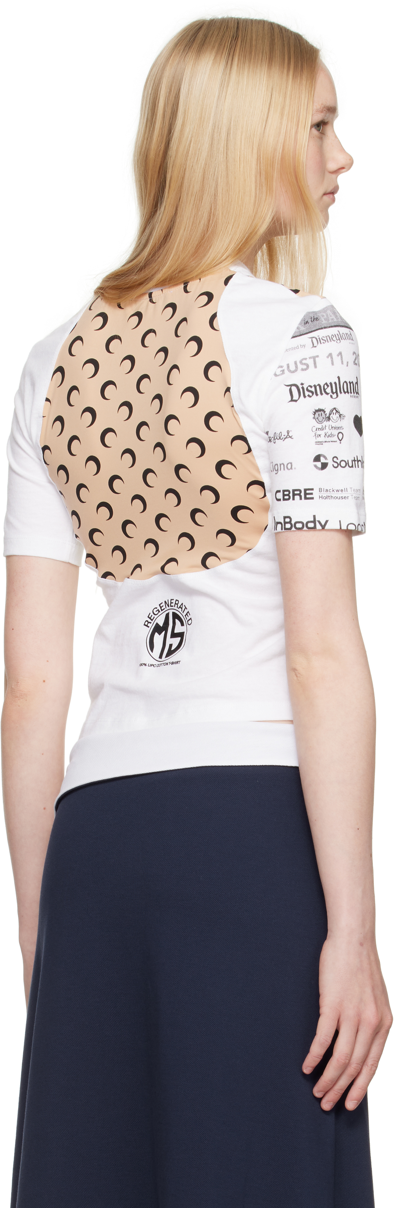 Marine Serre White & Beige Regenerated Graphic Baby Fit T-shirt