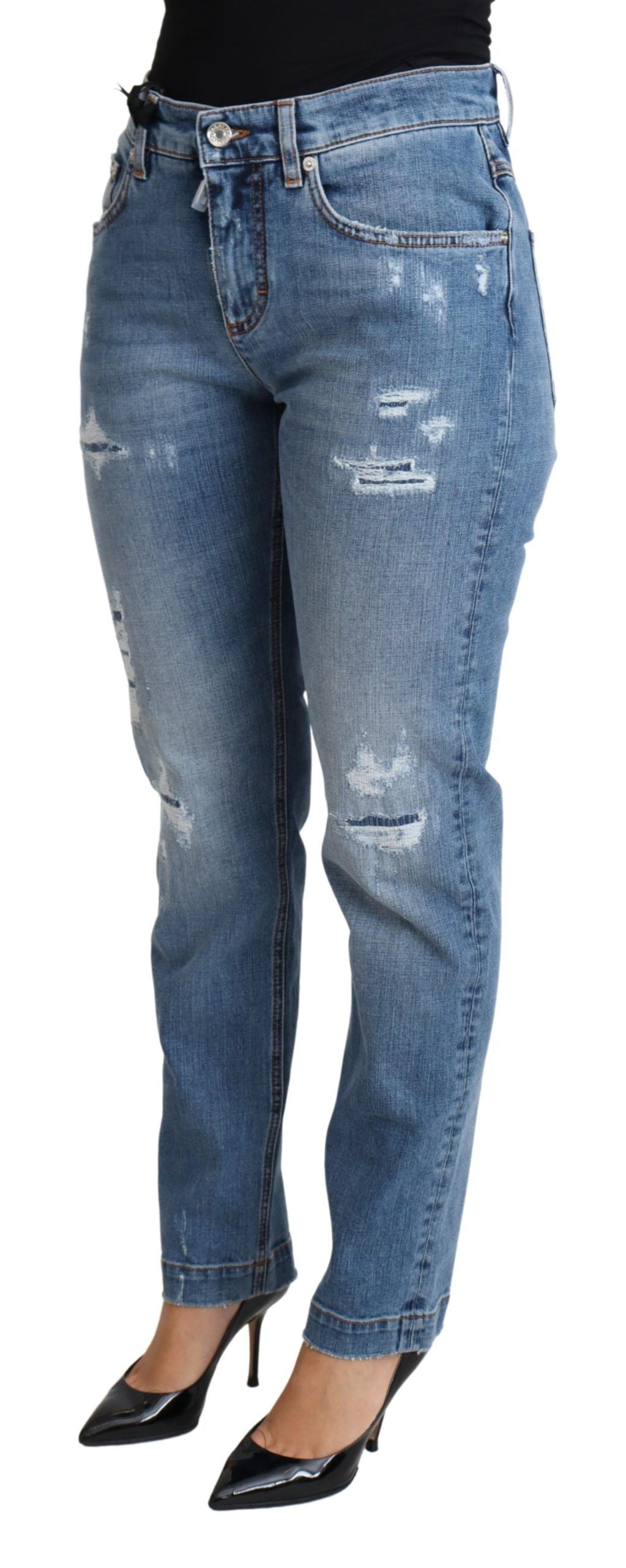 Tattered Denim Jeans — Blue