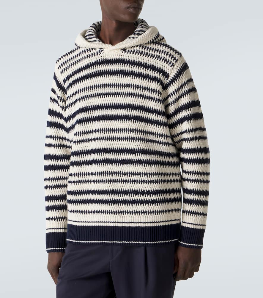 Kirk striped crochet cotton hoodie