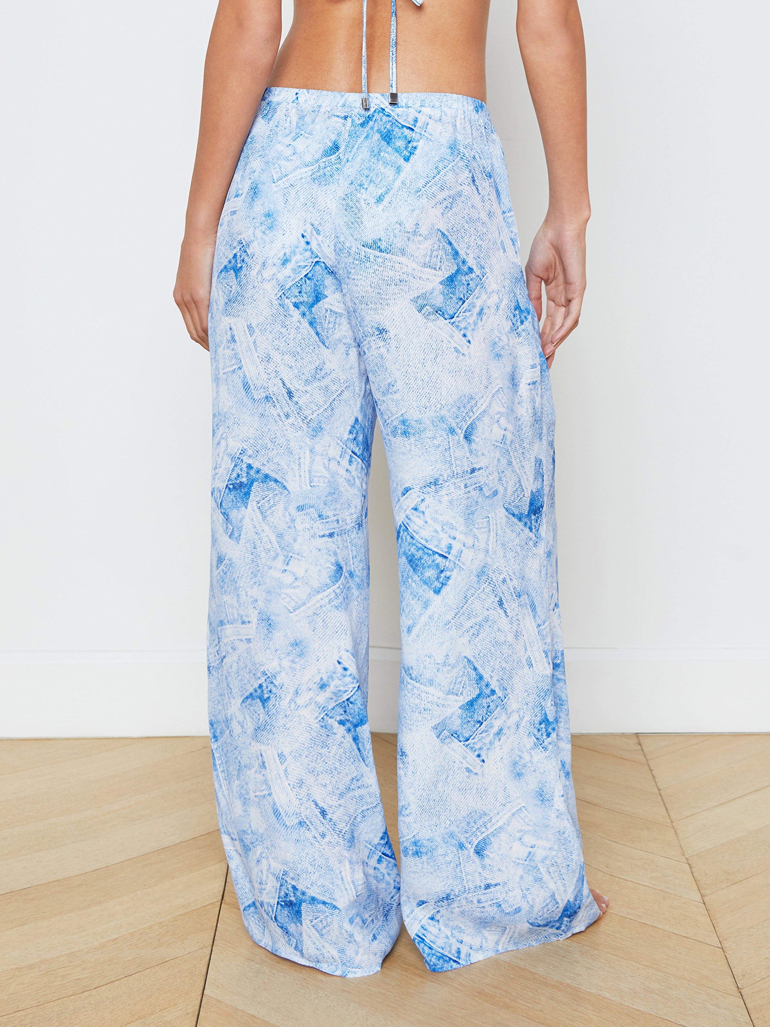 Geraldine Silk-Blend Cover-Up Pants In Blue