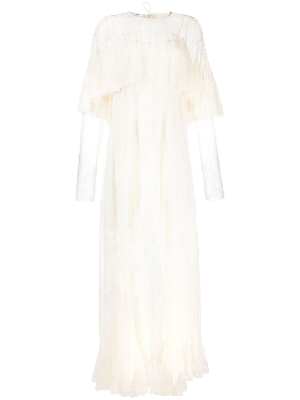 Layered lace gown - White