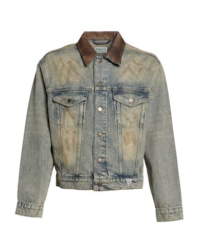 Man Denim outerwear Blue Size M Cotton, Hemp, Calfskin