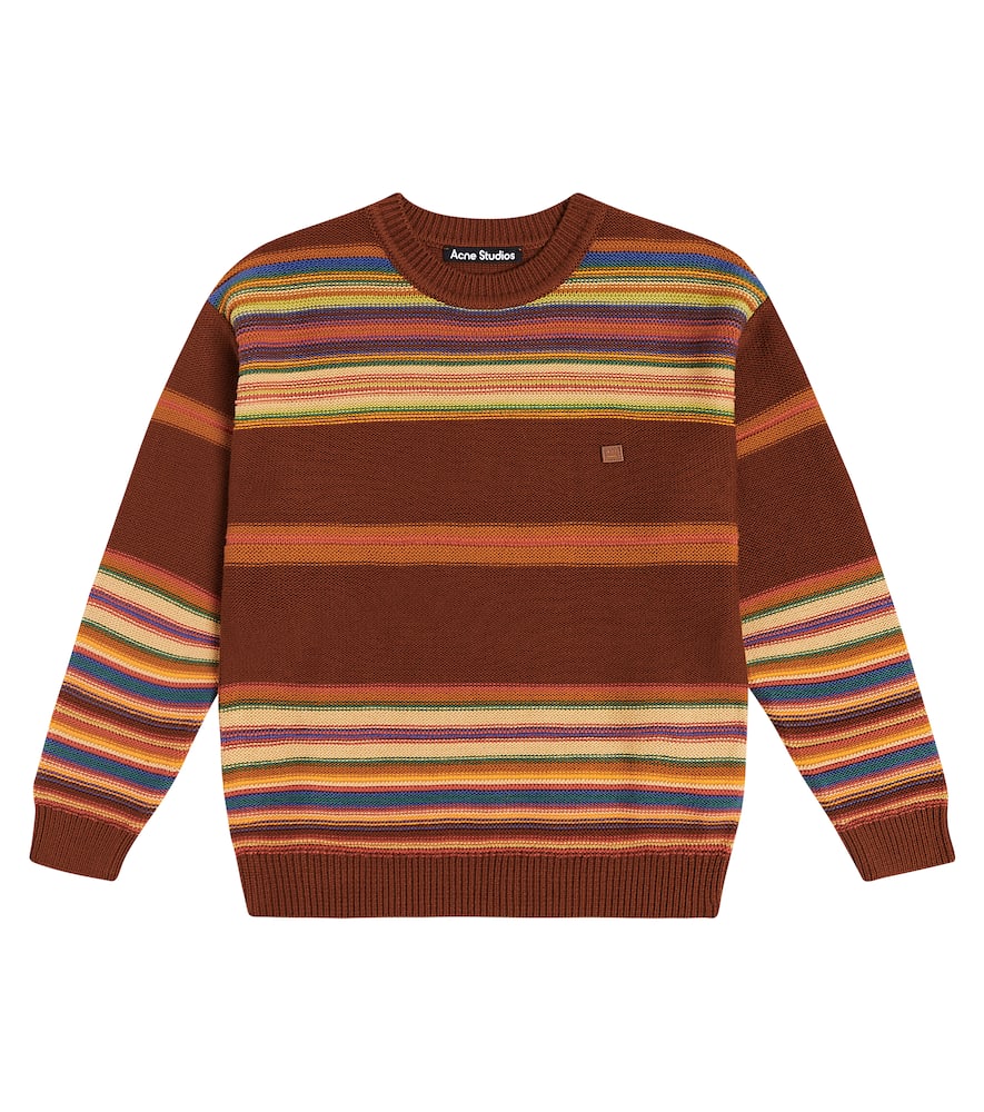 Acne Studios Kids Face Logo striped cotton sweater