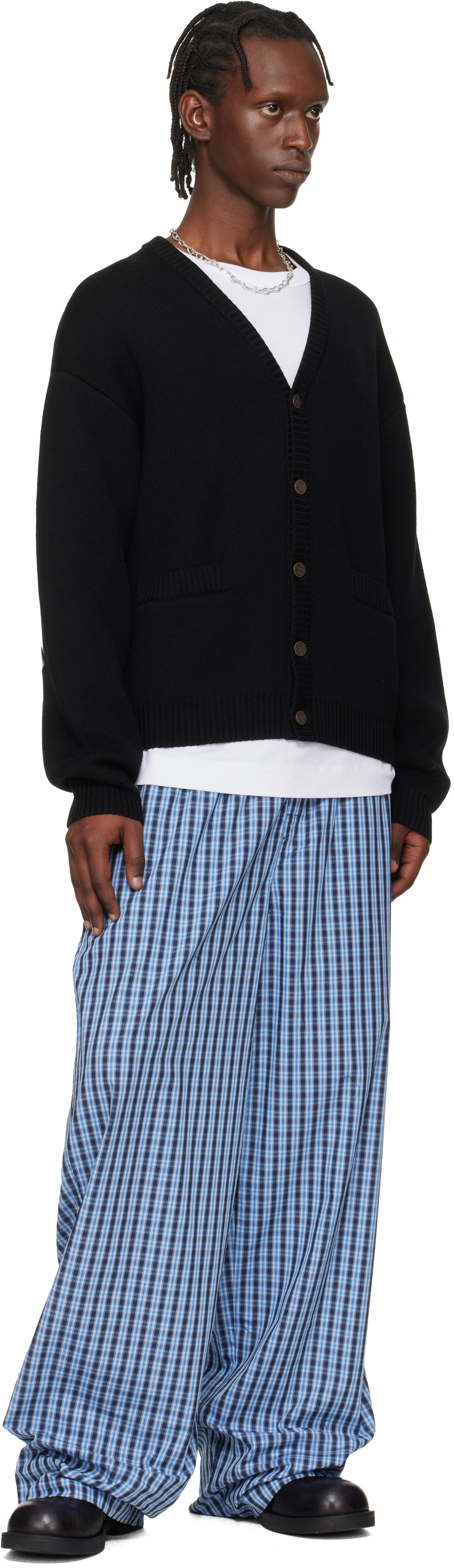 Black Leather Crosses Cardigan