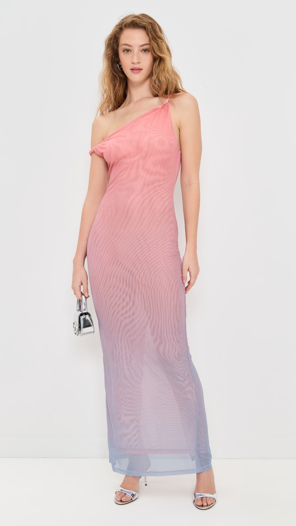 Mesh Twist Maxi Dress Sunset Gradient