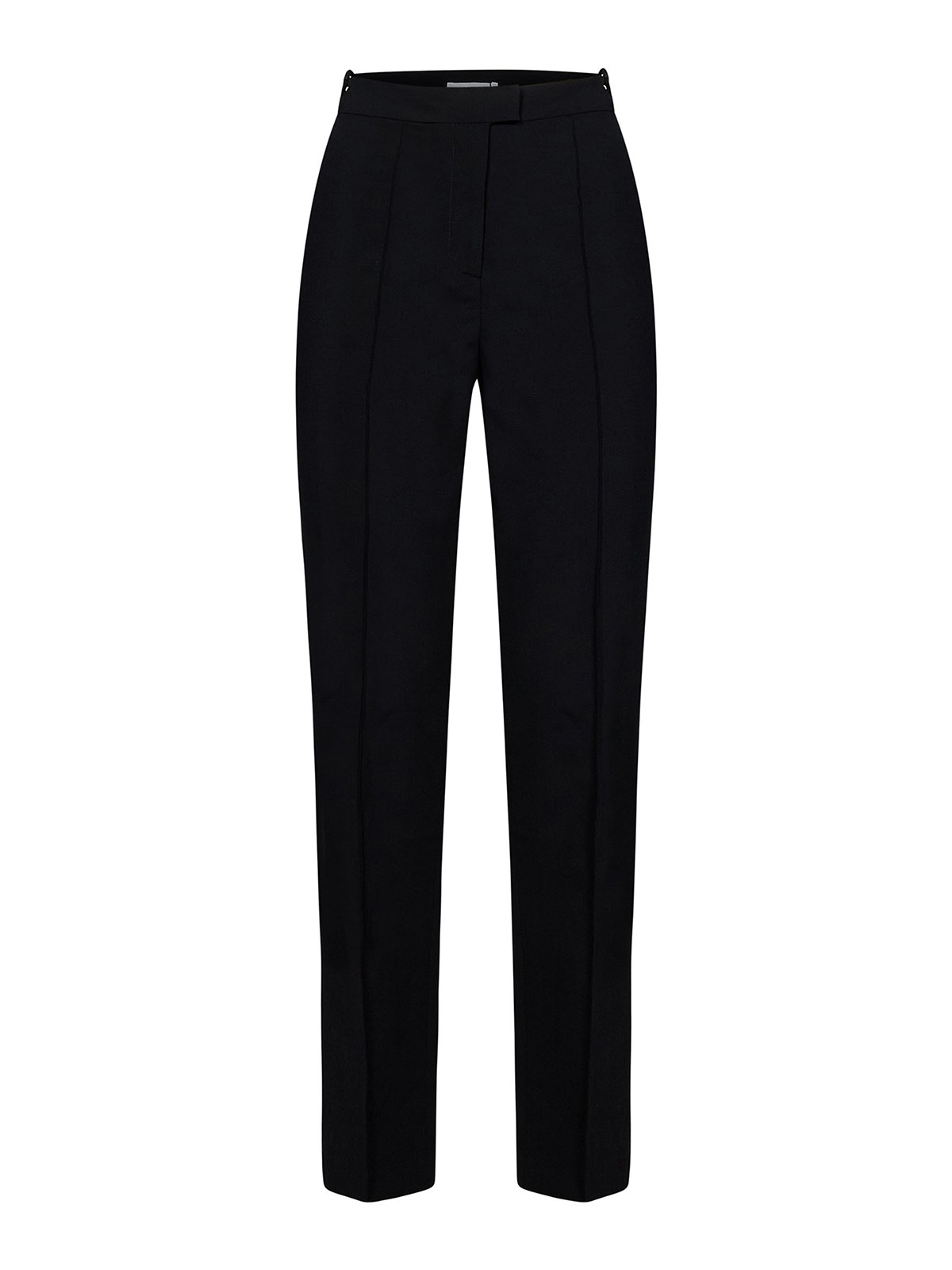 Black stretch virgin wool cigarette trousers