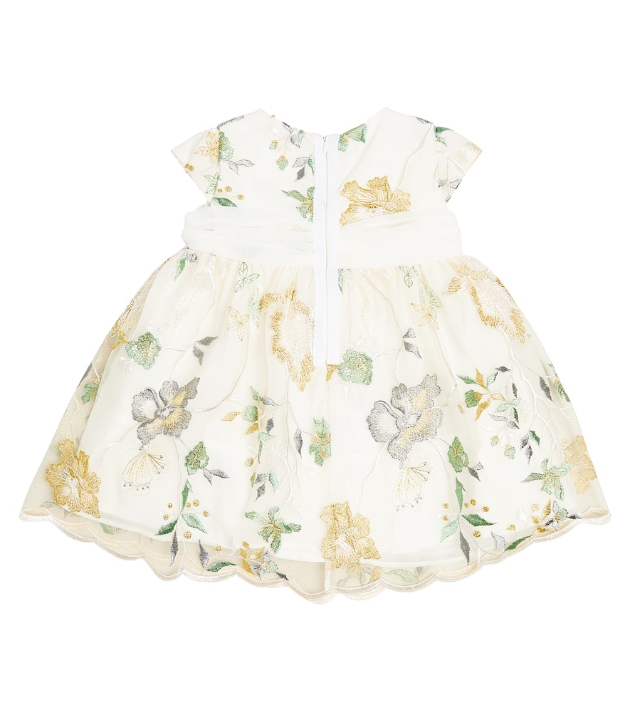 Patachou Floral-appliqué embroidered tulle dress