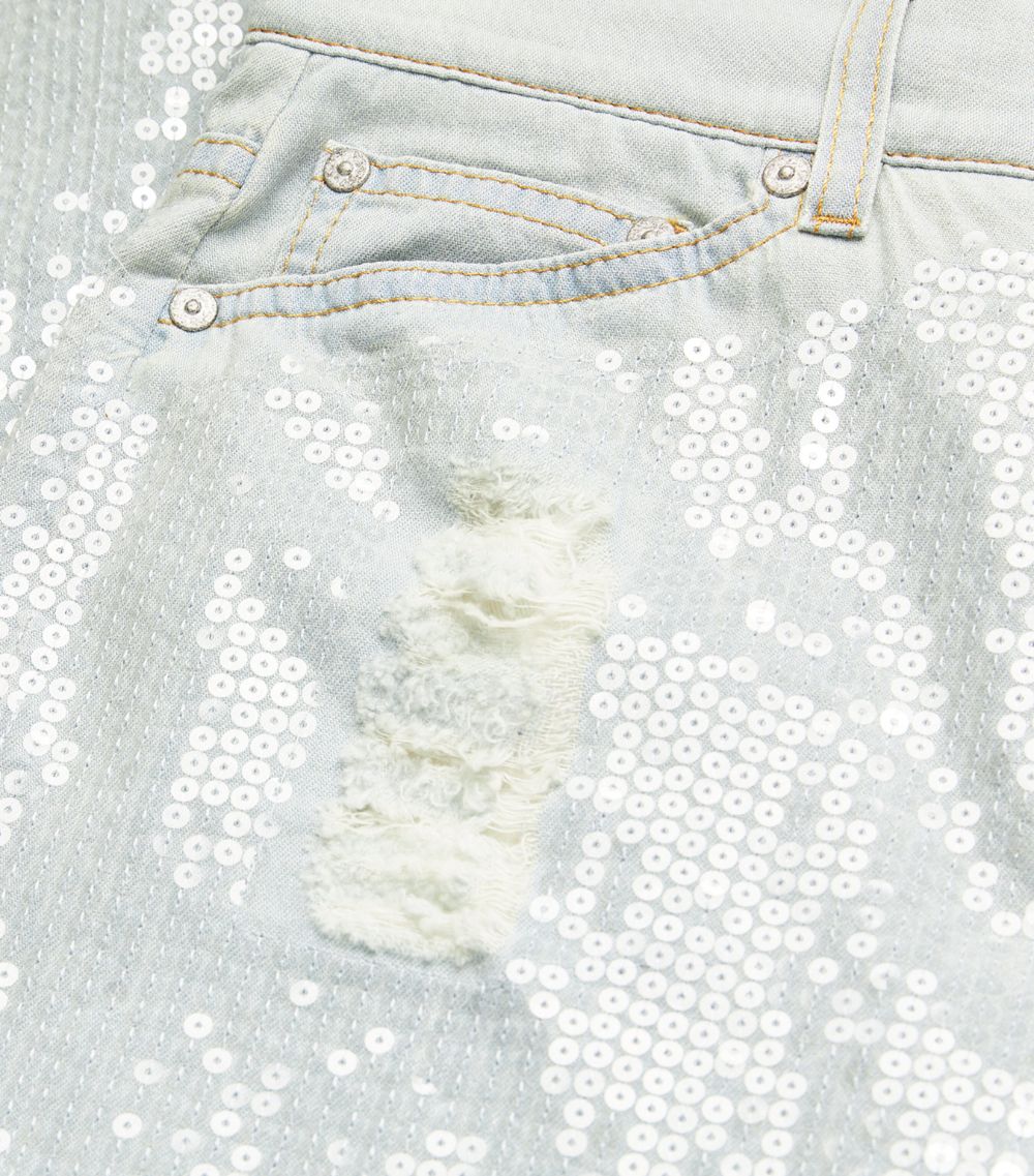 Sequinned Straight Jeans
