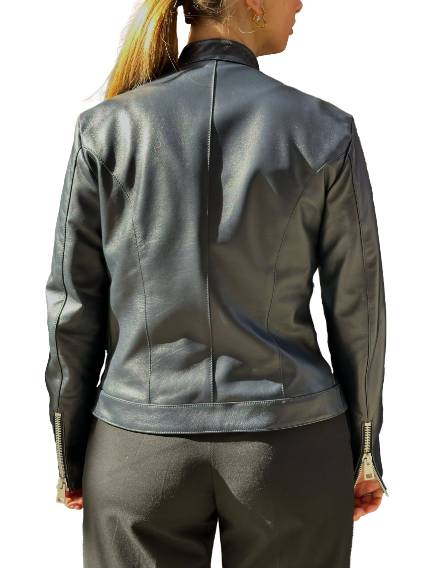 Black Leather Bomber Jacket